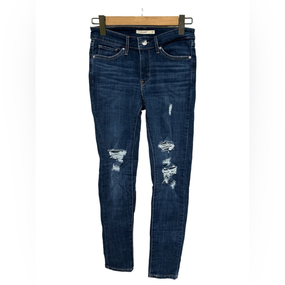 Levi dark wash jeans with holes (27)